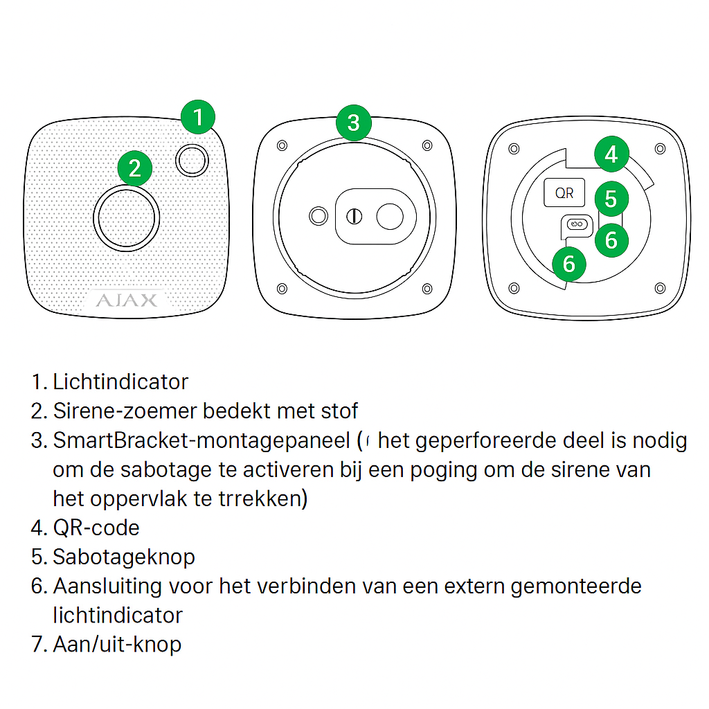 Ajax Draadloze Binnen sirene Zwart