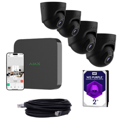 Ajax CameraSet Grote Woning / Bedrijf – 4 Camera’s + NVR (2TB HDD)