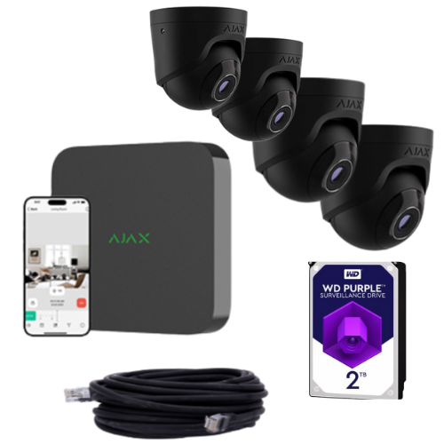 Ajax CameraSet Grote Woning / Bedrijf – 4 Camera’s + NVR (2TB HDD)