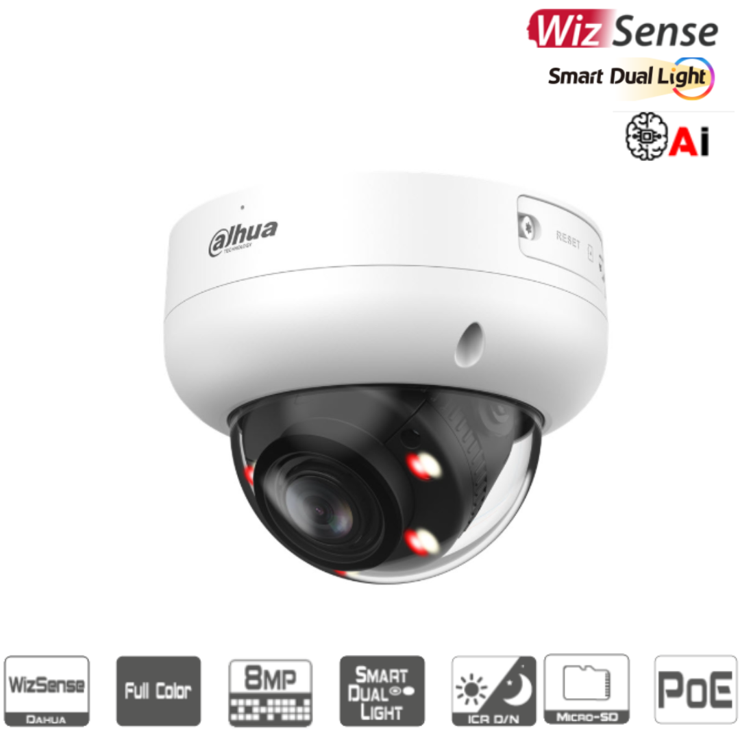 Dahua HDBW3849E-AS-IL 8MP WizSense Smart Dual Light Dome Camera