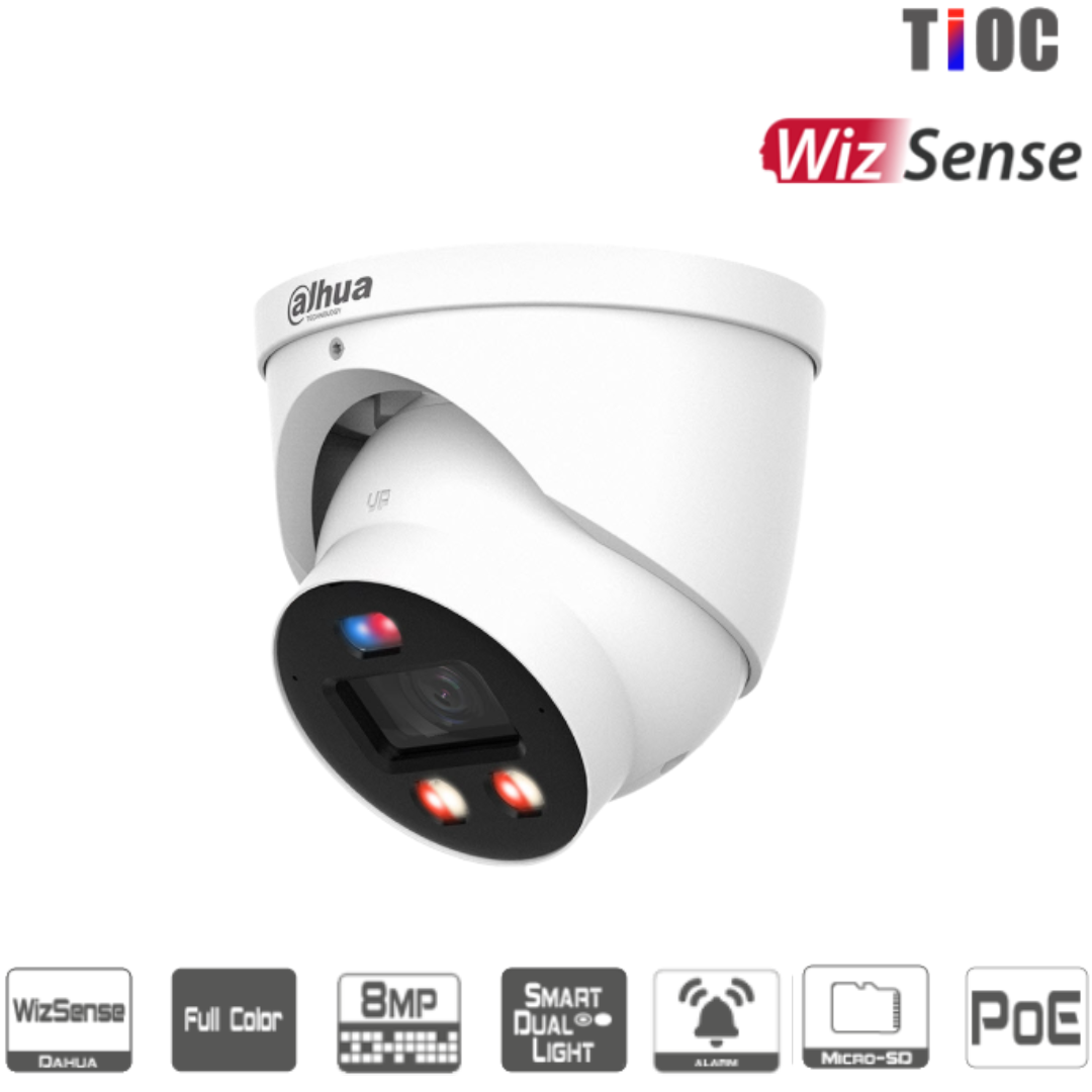 Dahua IPC-HDW3849H- 8MP TiOC Full Color Dome Camera Wit