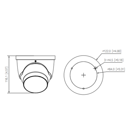 Dahua IPC-HDW3849H- 8MP TiOC Full Color Dome Camera Zwart